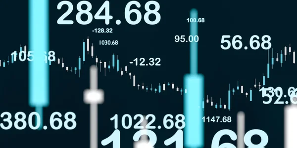 棒グラフ 線で証券取引所のチャート 株式市場のデータ チャートや財務指標の抽象的なパターン ビジネス 3Dイラスト — ストック写真