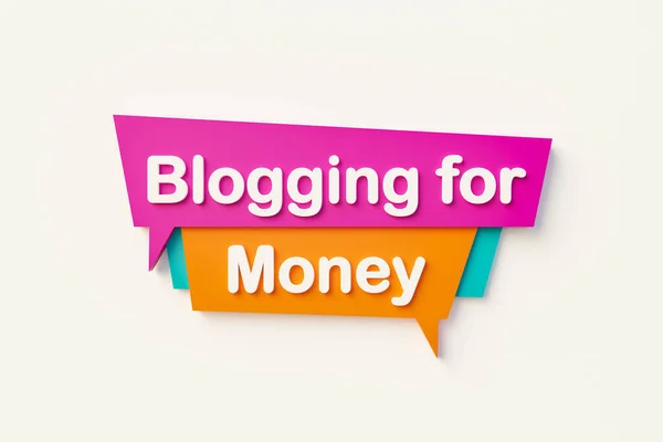 お金のためのブログ オレンジ 白のテキストで漫画のスピーチバブル ビジネス インターネット フォロワー 3Dイラスト — ストック写真