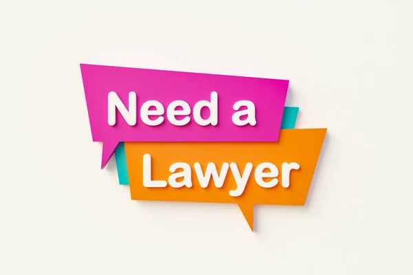 Precisa Advogado Bolha Fala Dos Desenhos Animados Texto Laranja Azul — Fotografia de Stock