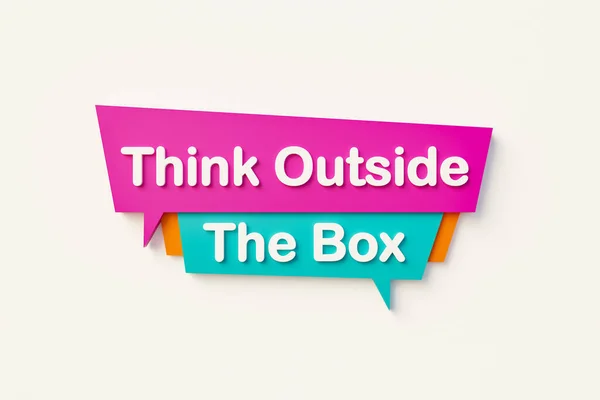 Think Box Speech Bubble Orange Blue Purple White Text Inspiration — Stock Photo, Image