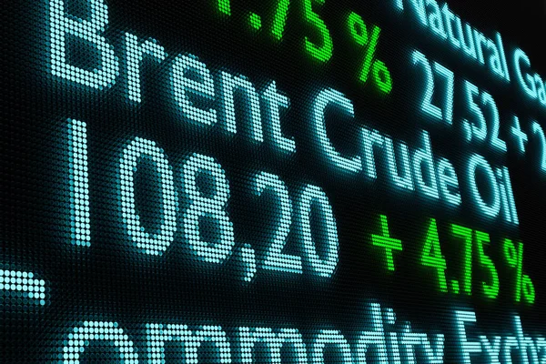 Ціна Brent Crude Oil Екрані Інформація Про Нафту Газ Ціни — стокове фото