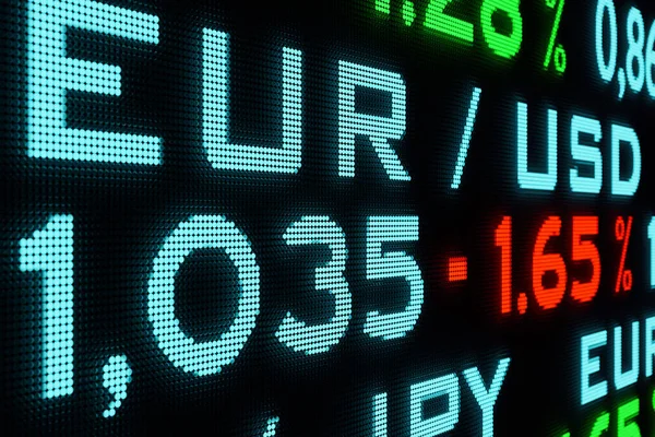 Kurs Wymiany Eur Usd Euro Spada Dolara Amerykańskiego Ekran Wymiany — Zdjęcie stockowe