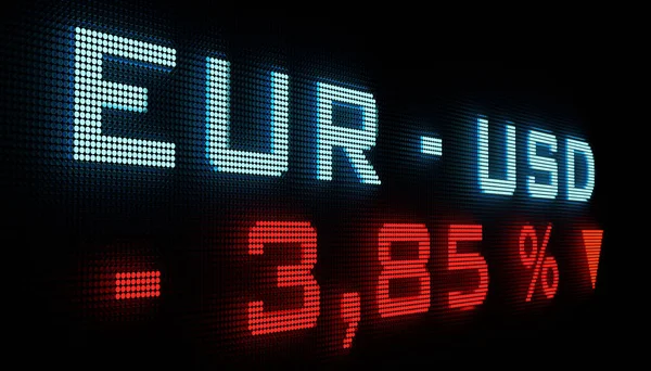 Euro Spada Stosunku Dolara Amerykańskiego Słaby Kurs Wymiany Eur Symbol — Zdjęcie stockowe