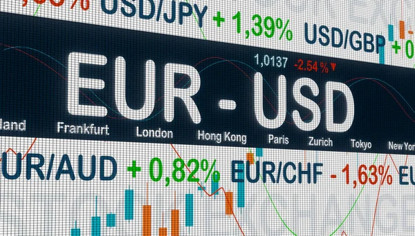 Euro Spada Dolara Amerykańskiego Eur Usd Kurs Wymiany Centrum Euro — Zdjęcie stockowe