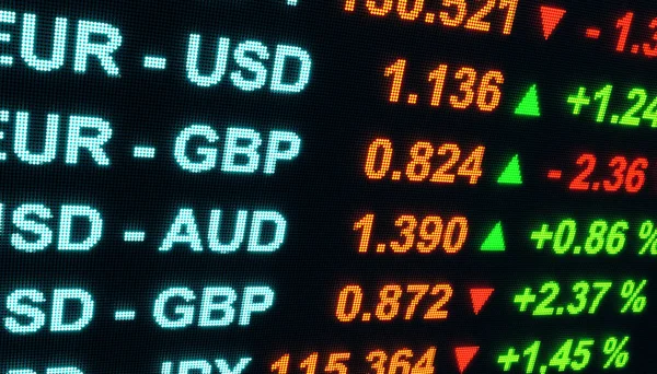 Екран Фондового Обміну Різними Валютними Парами Такими Eur Usd Gbp — стокове фото