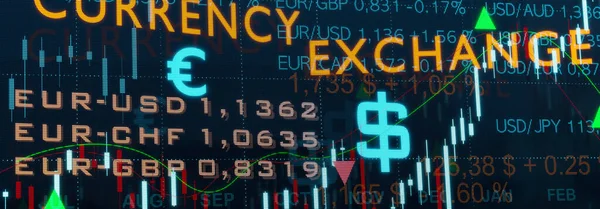 Valutahandel Wisselkoersen Vanaf Usd Eur Jpy Grote Schaal Met Grafieken — Stockfoto