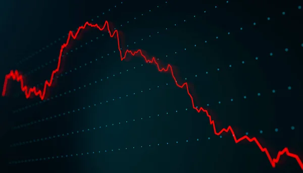 Fallende Grafik Börsen Und Börsendiagramm Rote Linie Rückt Nach Unten — Stockfoto