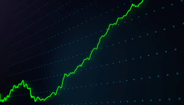 上涨的图表 股市和汇率图表 绿线向上移动 商业图表 收入或生产数据 财务数字 增长和投资 — 图库照片