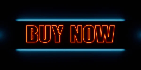 Compre Agora Banner Compras Neon Assina Com Mensagem Breve Iluminado — Fotografia de Stock