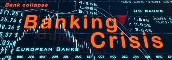Bankaktier Väg Ner Bankkris Svag Bankindex Och Minustecken Kollaps Minskning — Stockfoto