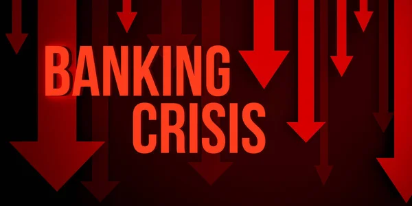 Crise Bancária Setas Vermelhas Para Baixo Acidente Bancário Acções Bancárias — Fotografia de Stock