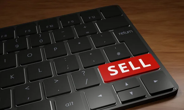 Sell Billentyűzet Eladási Kulcs Egy Közeli Számítógép Billentyűzet Egyik Kulcs — Stock Fotó