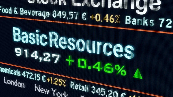 Базовый Ресурсный Сектор Биржевая Торговля Данные Фондового Рынка Информация Ценах — стоковое фото