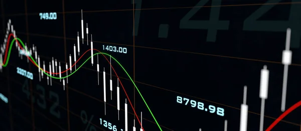 Börsendiagramm Mit Linien Bewegt Sich Auf Und Kerzendiagramm Aktienmarkt Gleitende — Stockfoto