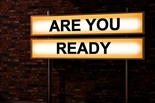 You Ready Light Box Illuminated Sign Front Red Brick Wall — Stock Photo, Image