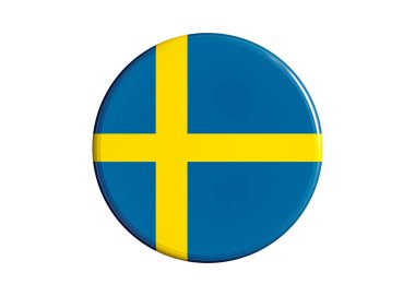 İsveç rozeti, çıkartma, düğme. İsveç 'te seçimler, siyaset, sosyal kampanya veya ülkeye özel pazarlama etkinliği rozeti. Şablon.