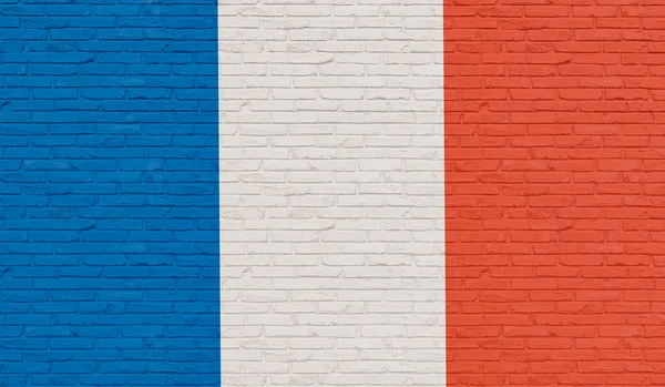 Národní Vlajka Francie Namalovaná Zdi Cihlová Stěna Malovaná Národními Barvami — Stock fotografie