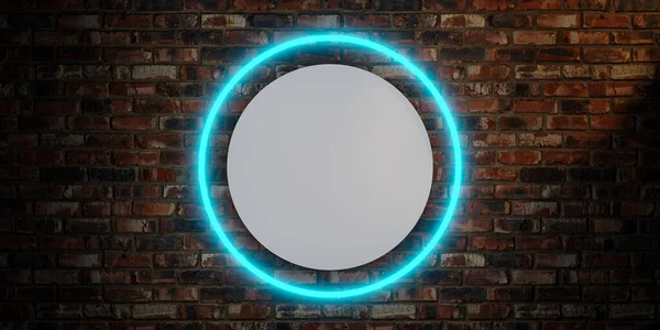 Blauwe Neon Cirkel Met Grijze Lege Plek Het Midden Informatie — Stockfoto