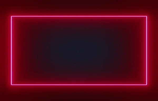 Rectangle Red Neon Lights Red Neon Light Rectangle Template Add — Stock Photo, Image