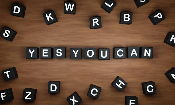 Das Können Sie Schwarze Würfel Mit Weißen Großbuchstaben Auf Einem — Stockfoto