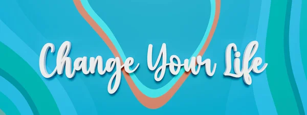 Change your life. Handwritten white letters and abstract colored background. Motivation, inspiration and work-life balance concept. 3D illustration