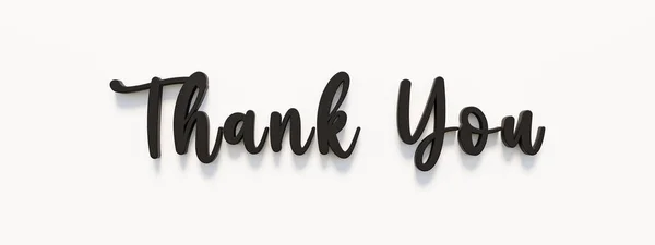 Thank you. Banner with dark letters and white background. Gratitude, thankful, respect and kindness. 3D illustration