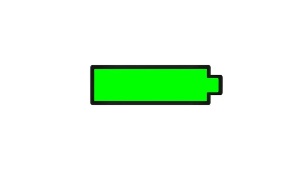 バッテリー状態が完全に充電されます 充電池の緑のシンボル 二次電池 モバイル機器 エネルギー貯蔵および進行状況バー — ストック写真