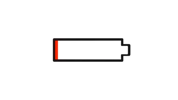 电池没电了红色 白色象征一个空电池 可充电电池 移动装置 能源储存和进度条 — 图库照片