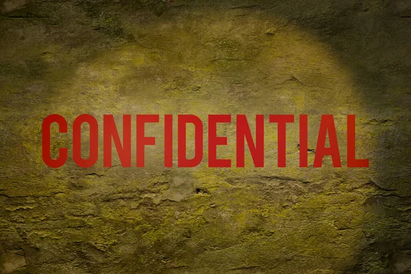Confidential Sign Word Confidential Red Weathered Old Wall Illustration — Stock Photo, Image
