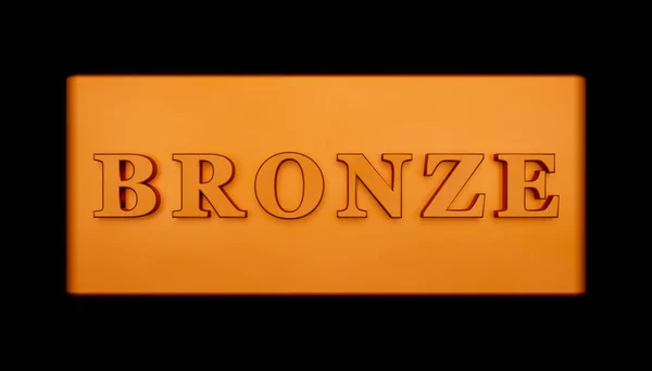 Signe Bronze Barre Bronze Gros Plan Avec Mot Bonze Dessus — Photo