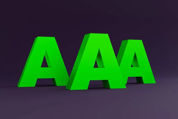緑の大文字でトリプルA 評価と効率の概念 3Dイラスト — ストック写真