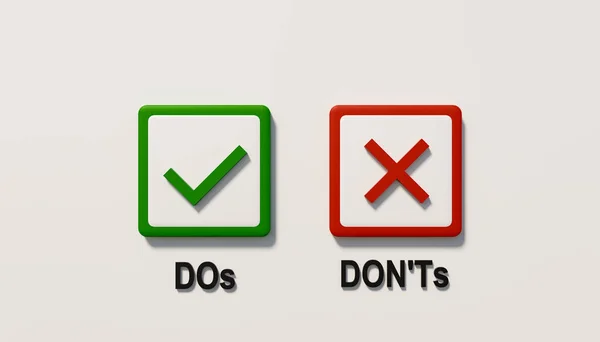 Dos Don Button Green Red Edges Green Check Mark Red — Stock Photo, Image