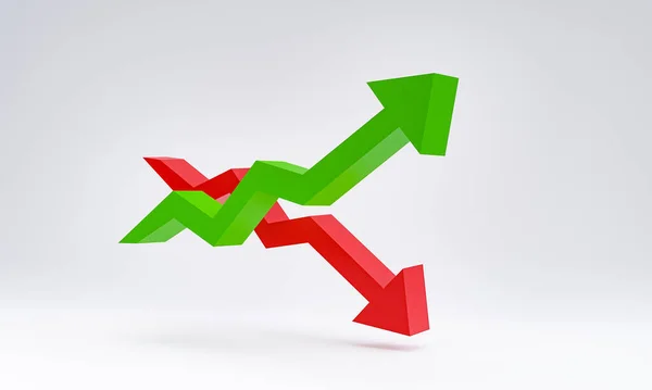Зростаючий Зелений Граф Стрілкою Символ Позитивної Тенденції Збільшення Зростання Або — стокове фото