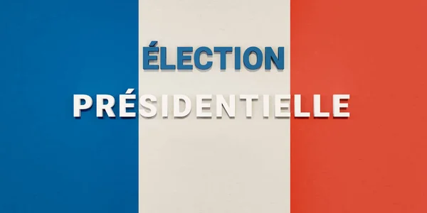 Текст Президентських Виборів 2022 Року Середині Французького Прапора Ілюстрація — стокове фото