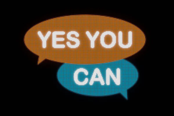 Yes You Can Led Screen Speech Bubble Orange Blue Text — Stock Photo, Image