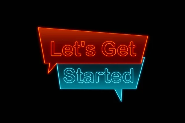 Let Get Started Glowing Banner Text Let Get Started Orange — Stock Photo, Image