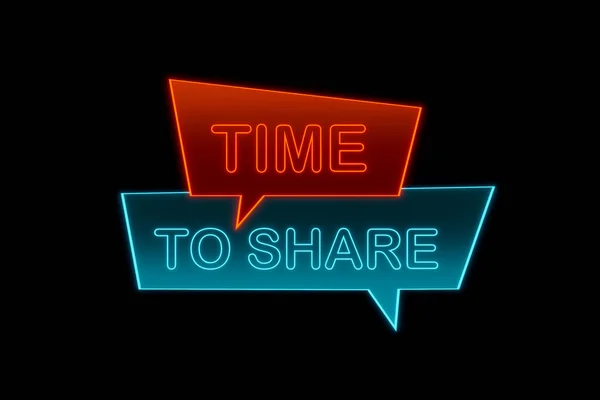 Hora Partilhar Banner Brilhante Com Texto Time Share Laranja Azul — Fotografia de Stock