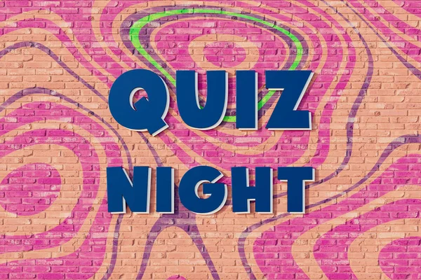 Quiz Night Orange Pink Colored Wall Quiz Night Capital Letter — Stock Photo, Image
