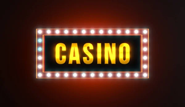 Casino Gokken Winnen Geld Verliezen Gouden Hoofdletters Omlijst Door Verlichte — Stockfoto