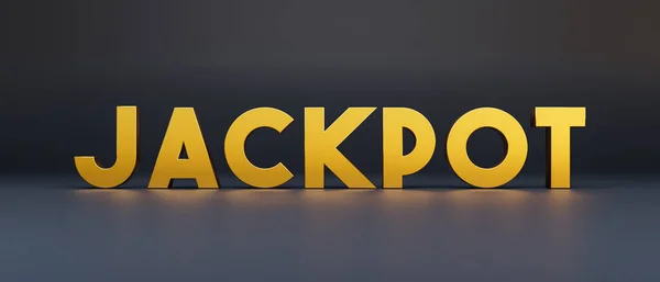 Jackpot Texto Letras Douradas Fundo Escuro Jogos Ganhando Cassino Loteria — Fotografia de Stock