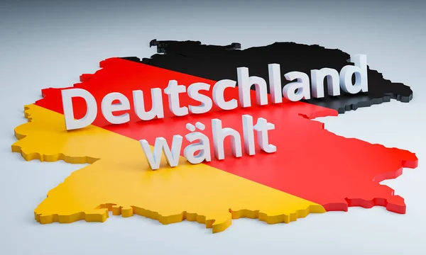Deutschland Waehlt 德国表决 德国地图 带有德国国家色彩的声明德国码头和颜色 政治和选举概念 — 图库照片