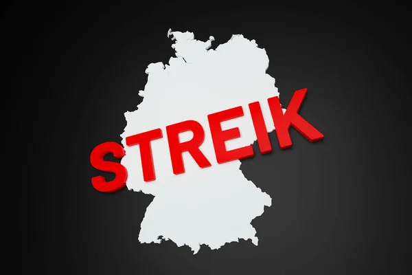 Wir Streiken Nós Atacamos Mapa Alemão Com Palavra Greve Protesto — Fotografia de Stock