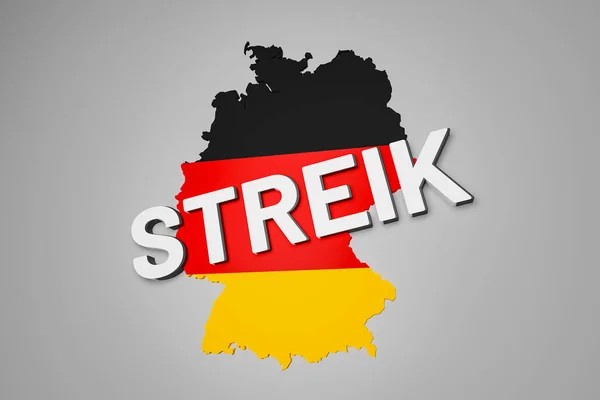 Wir Streiken Slår Tysk Karta Med Nationella Färgerna Och Ordet — Stockfoto
