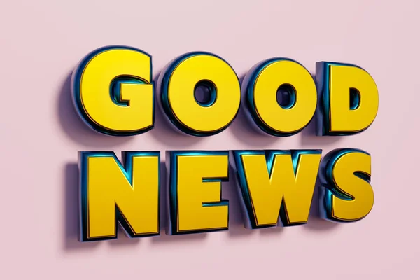 Goda Nyheter Ord Versaler Guldmetallisk Glänsande Stil Säger Goda Nyheter — Stockfoto