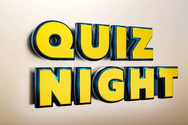 Quiz Night Words Capital Letters Green Metallic Shiny Style Games — Stock Photo, Image