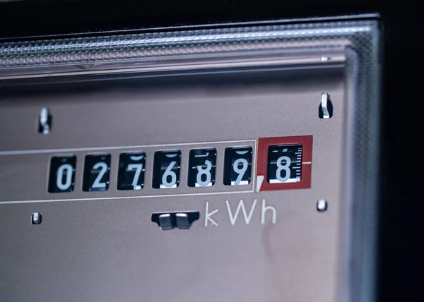 Elektriciteitsmeter Meet Gebruikte Elektriciteit Kwh Kilowattuur Analoge Elektriciteitsmeter Voor Huishoudens — Stockfoto