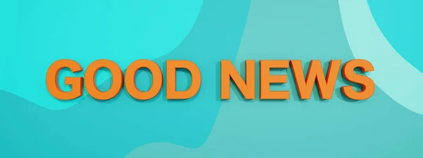 Boas Notícias Banner Sinal Letras Maiúsculas Laranja Fundo Azul Conceito — Fotografia de Stock