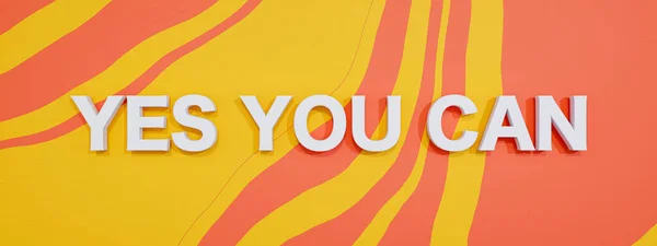 Yes You Can Banner Zeichen Weiße Großbuchstaben Vor Rotem Orangefarbenem — Stockfoto