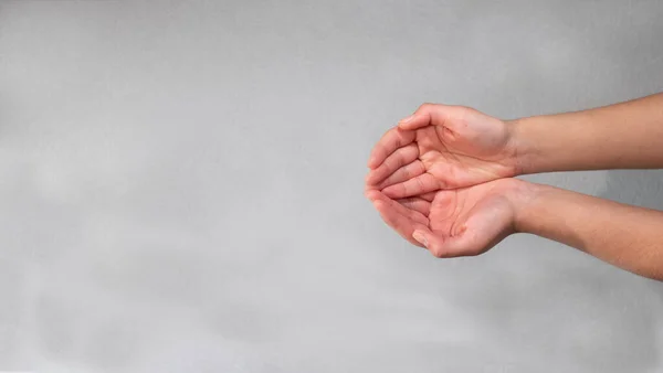 Hand Anlegen Hand Und Finger Formen Eine Schale Als Hielten — Stockfoto