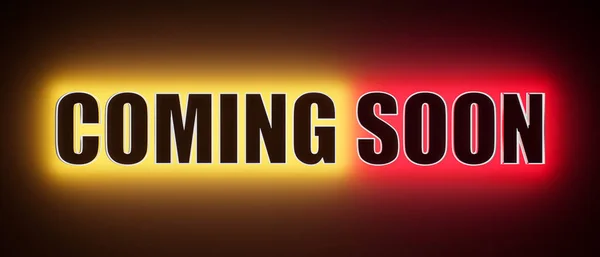 Coming Soon Colored Glowing Banner Text Coming Soon Advertising Retail — Stock Photo, Image